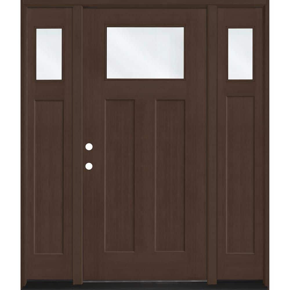 Regency 64 in. x 80 in. 1/4 TopL Clear Glass RHIS Hickory Fir Fiberglass Prehung Front Door w/12 in. 1/4 Top SLs 6-9/16 price history on PriceWatchPro