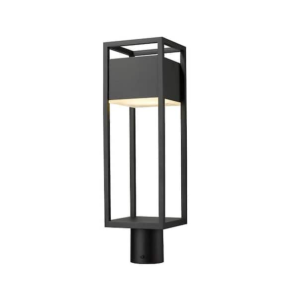 Barwick 1-Light 21.25 in. Black Aluminum Hardwired Outdoor Post Light with Round Standard Fitter with Integrated LED