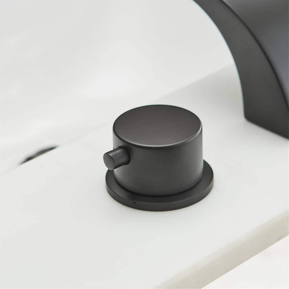 Matte Black LED Waterfall Double-Handle Bathroom Faucet