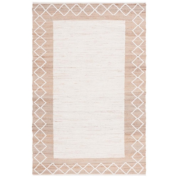 Natural Fiber Beige/Ivory 6 ft. x 9 ft. Diamond Border Area Rug