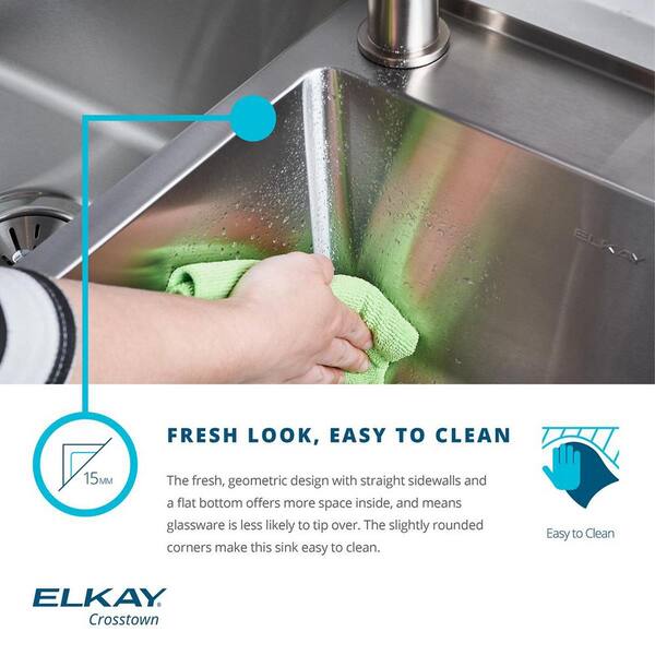 Elkay Crosstown Stainless Steel 33 in. Single Bowl Dual Mount Kitchen Sink with Workstation Kit, Silver