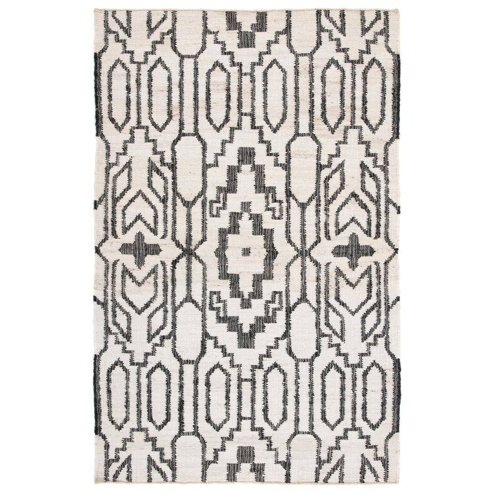 SAFAVIEH Natural Fiber Ivory/Black 8 ft. x 10 ft. Modern Geometric Area