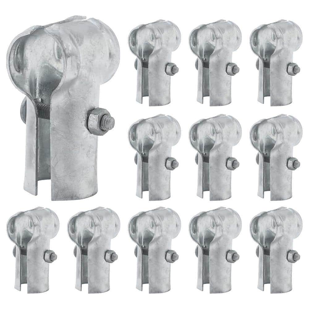 Angel Sar 12-Pieces 1-3/8" End Rail T Clamps,Galvanized Steel Chain  Link Fence T Clamps for 1-3/8 in. OD Pipe,Bolts &Nuts Included HJ90WI89 -  The Home Depot