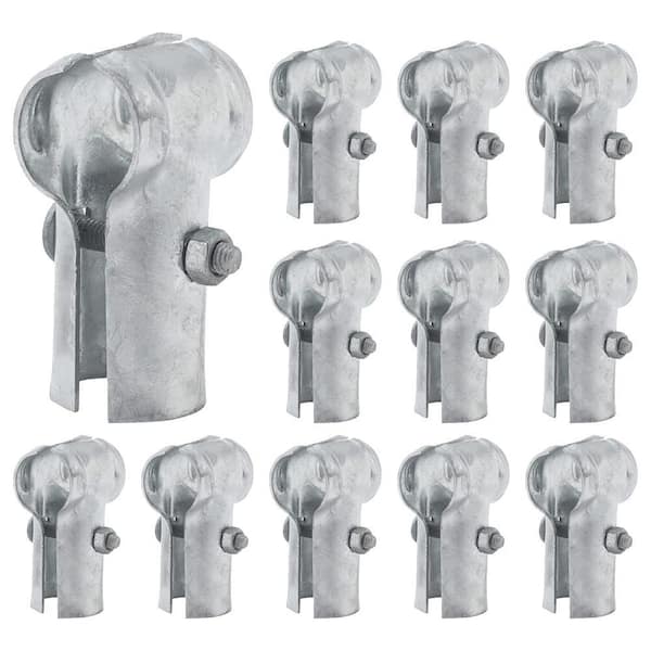 12-Pieces 1-3/8" End Rail T Clamps,Galvanized Steel Chain Link Fence T Clamps for 1-3/8 in. OD Pipe,Bolts &Nuts Included