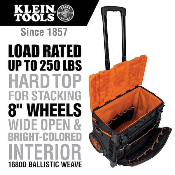 Klein Tools Tradesman Pro Tool Master Rolling Tool Bag, 19 Pockets 