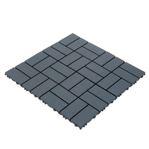 12 in. W x 12 in. L Outdoor Pattern Square Plastic PVC Interlocking Flooring Deck Tiles(Pack of 44 Tiles)in Gray