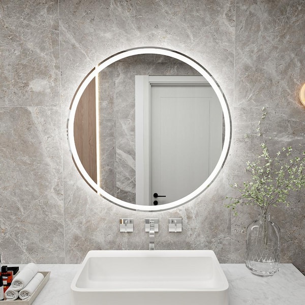 Unbranded 20 in. W x 20 in. H LED Round Frameless Wall Bathroom Vanity Mirror in Sliver