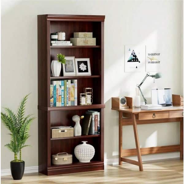 LACOO 71 in. Tall Espresso Wood 5-Shelf Standard Bookcase with