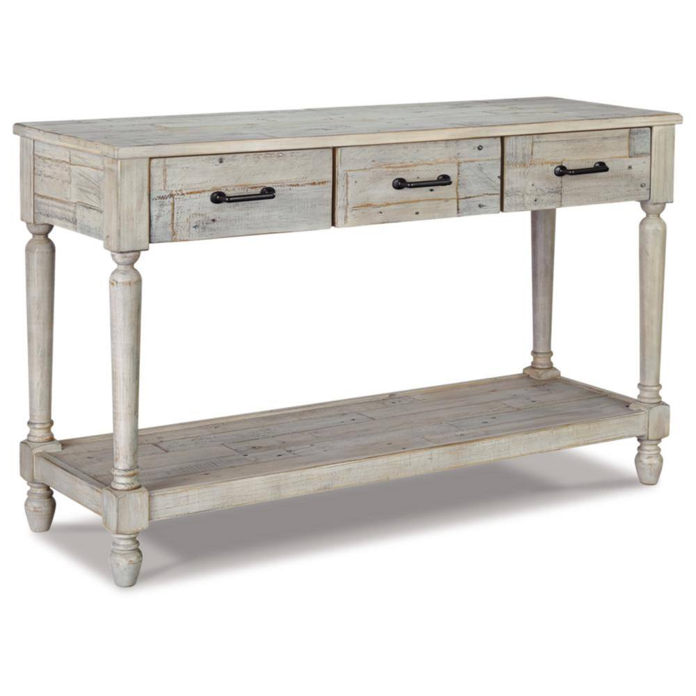 Shawnalore 50 in. Whitewash Rectangle Wood Console Table with Drawer