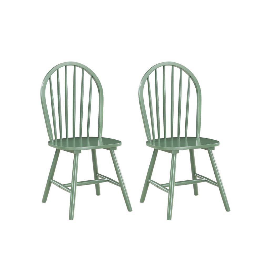 Equestrian Green High Back Rubberwood Slat Side Chair Set