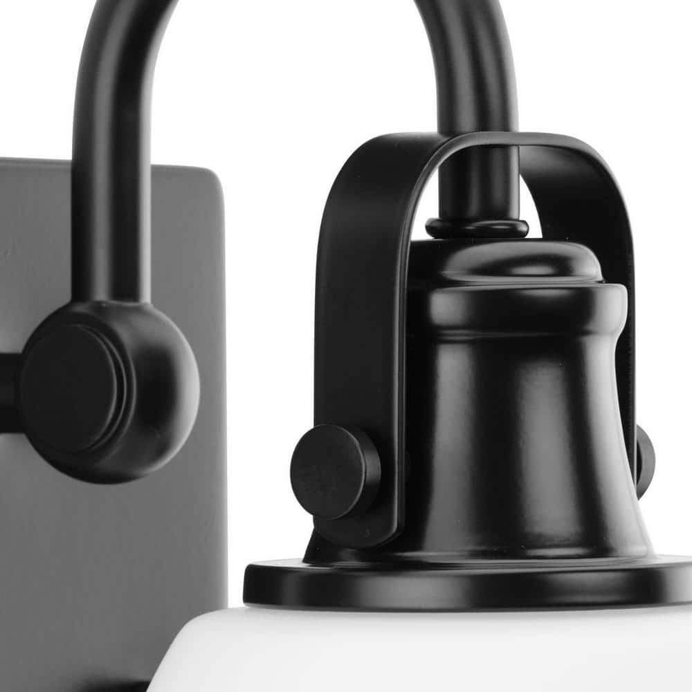 Matte Black Steel Outdoor Wall Sconce with Opal Glass Shade