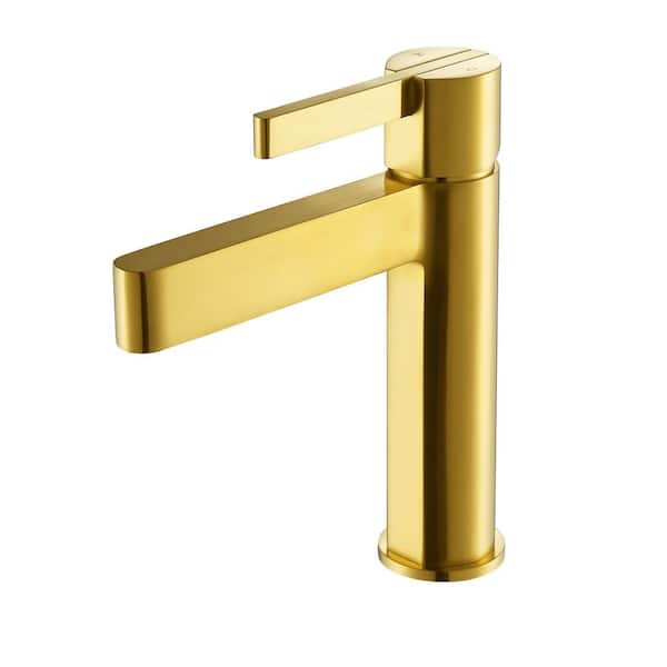 Altair Stila Single Hole Single Handle Mid Arc Bathroom Faucet in Brushed Gold (1-Pack)