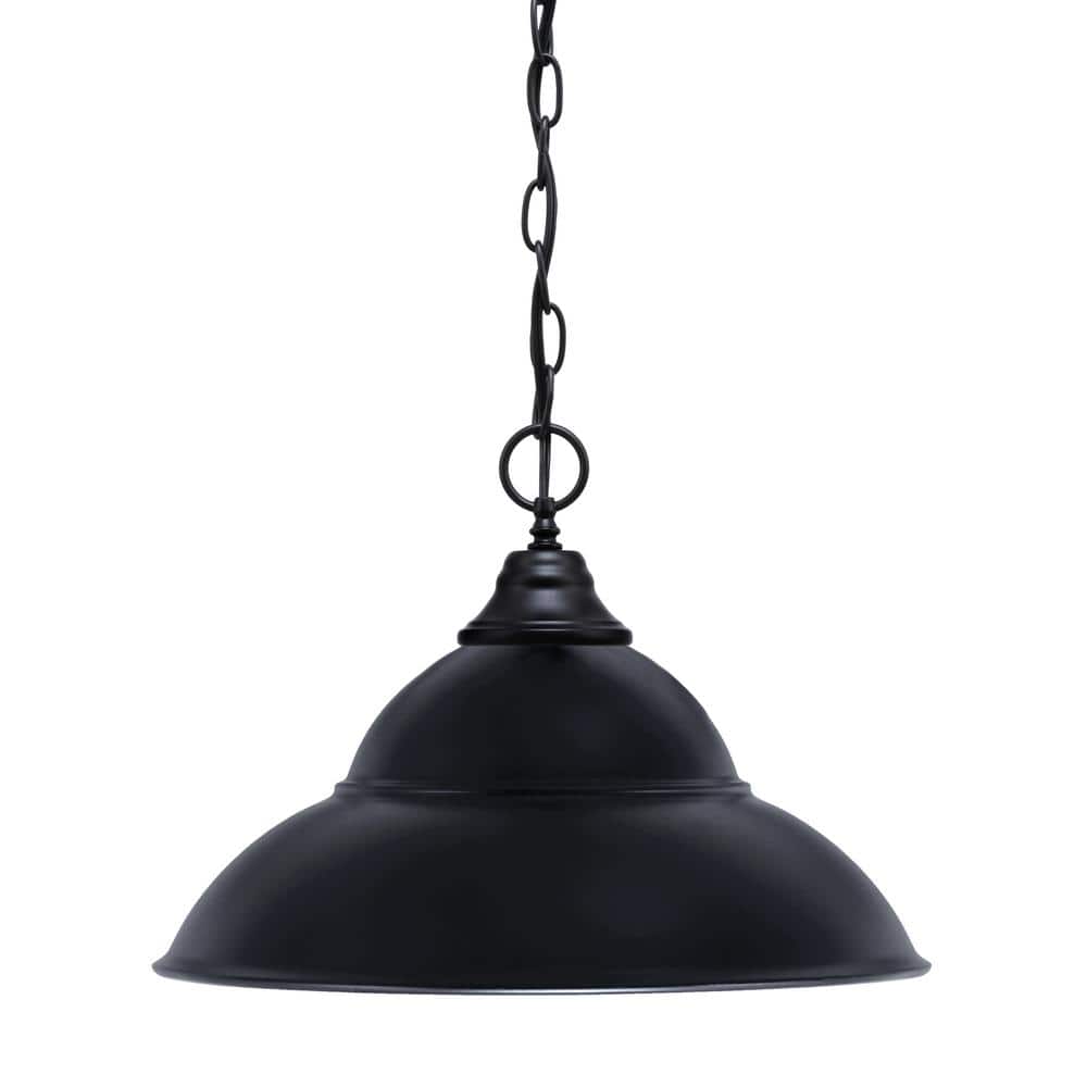 Kingston 100-Watt 1 Light Matte Black Finish Shaded Pendant Ligth with 16 i