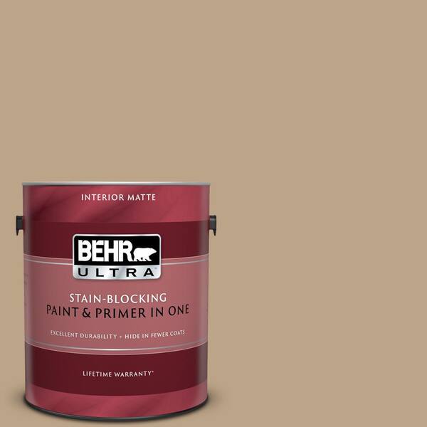 BEHR ULTRA 1 gal. #UL170-4 Gobi Tan Matte Interior Paint and Primer in One