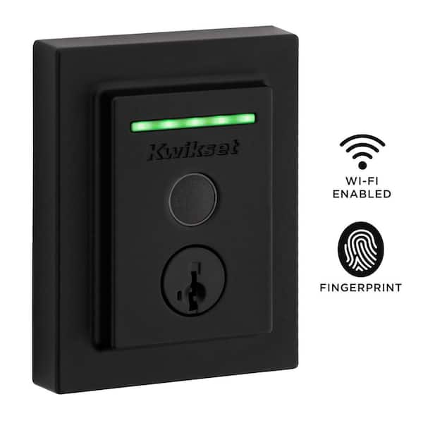 Halo Touch Matte Black CNT Fingerprint WiFi Elec Smart Lock Deadbolt Feat SmartKey Security with San Clemente Handleset