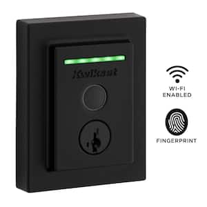 Halo Touch Matte Black Contemporary Fingerprint WiFi Electronic Smart Lock Deadbolt Featuring SmartKey Security