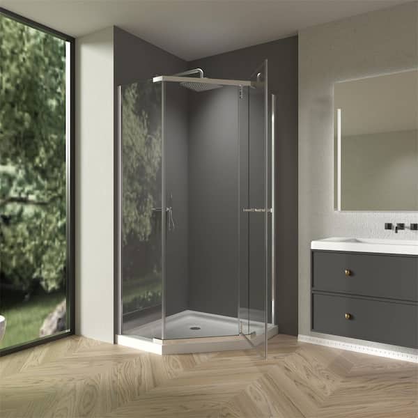 imperiol 36 in. W x 72 in. H Neo Angle Pivot Frameless