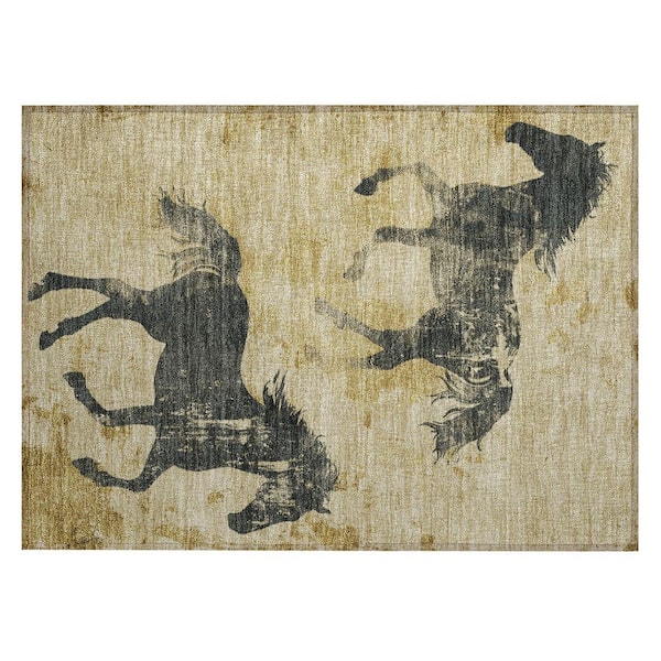Addison Rugs Chantille Machine Washable Indoor/Outdoor Abstract ACN1717 Gold 1 ft. 8 in. x 2 ft. 6 in. Area Rug