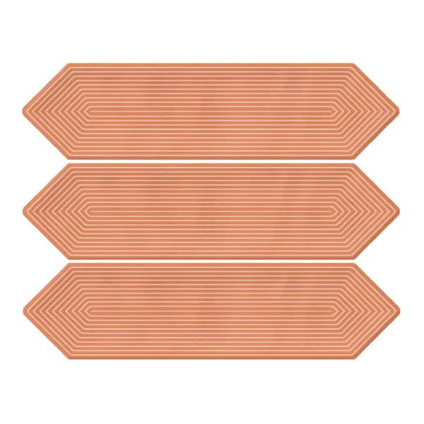 Giorbello Ceramic Decor Picket Hexagon Subway 3 in. x 12 in. x 10mm Wall Tile Case - Coral (20 Tile PCS/5 sq. ft.)