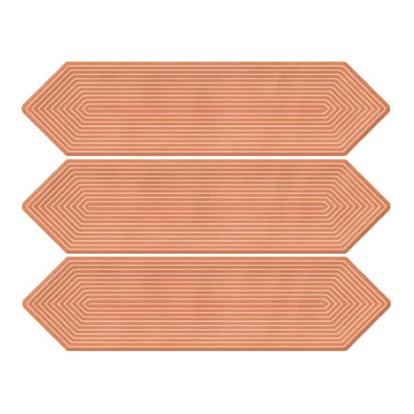 Glossy Ceramic Decor Picket Hexagon Subway 3 in. x 12 in. x 10 mm Wall Tile Case - Coral (20-Tile Pieces/5 sq. ft.)