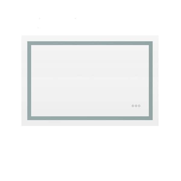 Interbath 40 in. W x 24 in. H Rectangular Frameless LED Mirror Dimmable Defogging Wall-Mounted Bathroom Vanity Mirror