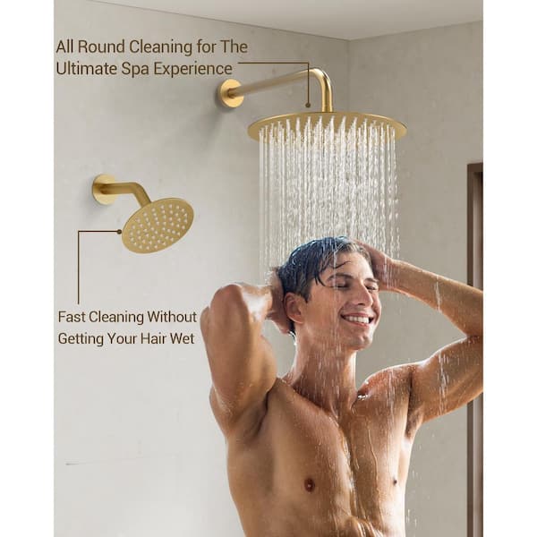 YAWWALK 3-Spray Wall Mounted 10 and 6 in. Dual Shower Head and