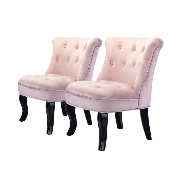JAYDEN CREATION Jane Modern Pink Velvet Tufted Accent Armless Side Chair (Set of 2)