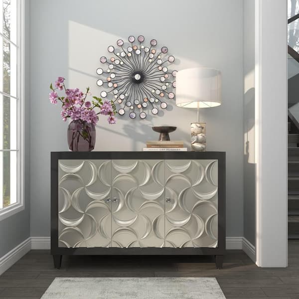 27 in. x 1 in. Metal Multi Colored Sunburst Wall Decor with Marble Inspired Accents