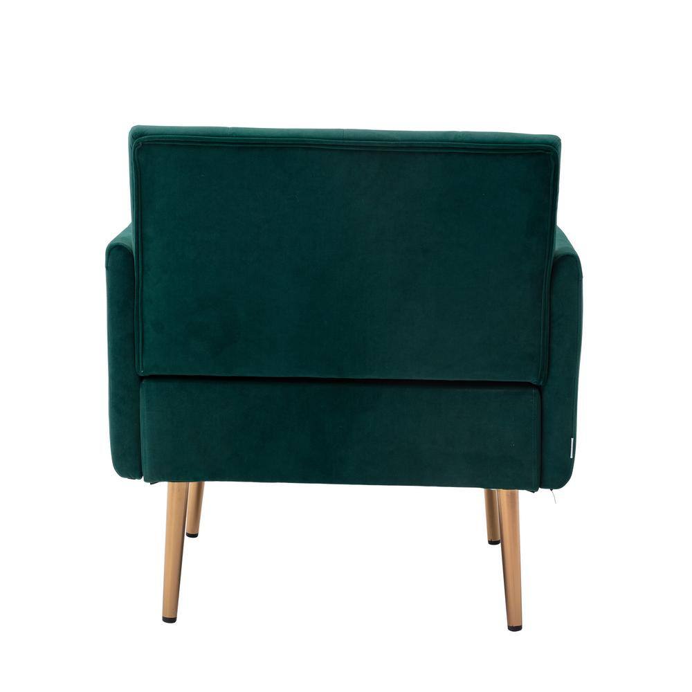 Green Velvet Accent Chair with Metal Legs
