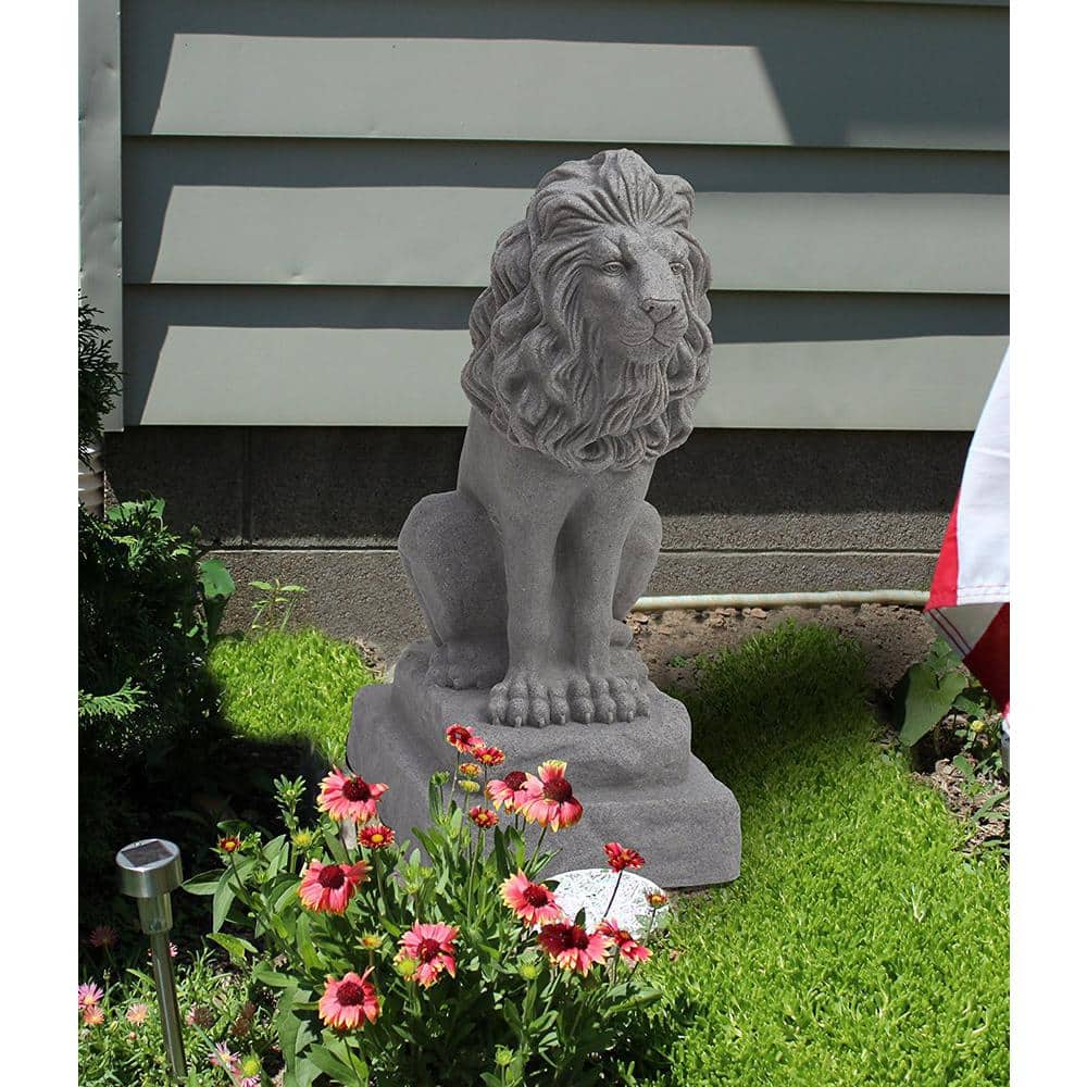 Guardian Lion 28" Natural Granite Resin Garden Statue