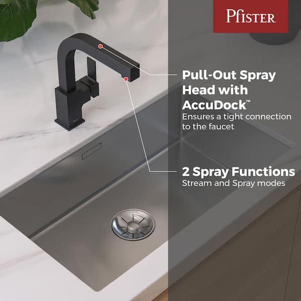 Arkitek Single Handle Pull Out Sprayer Kitchen Faucet in Matte Black