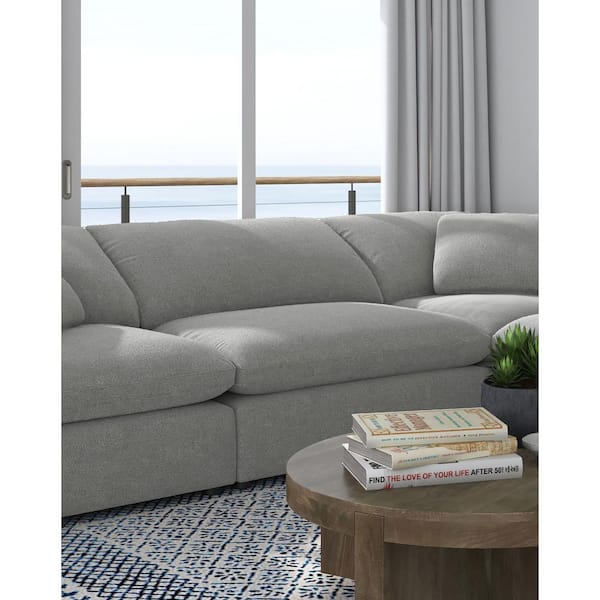 Raleigh Grey Boucle Upholstered Solid Back with No Arm