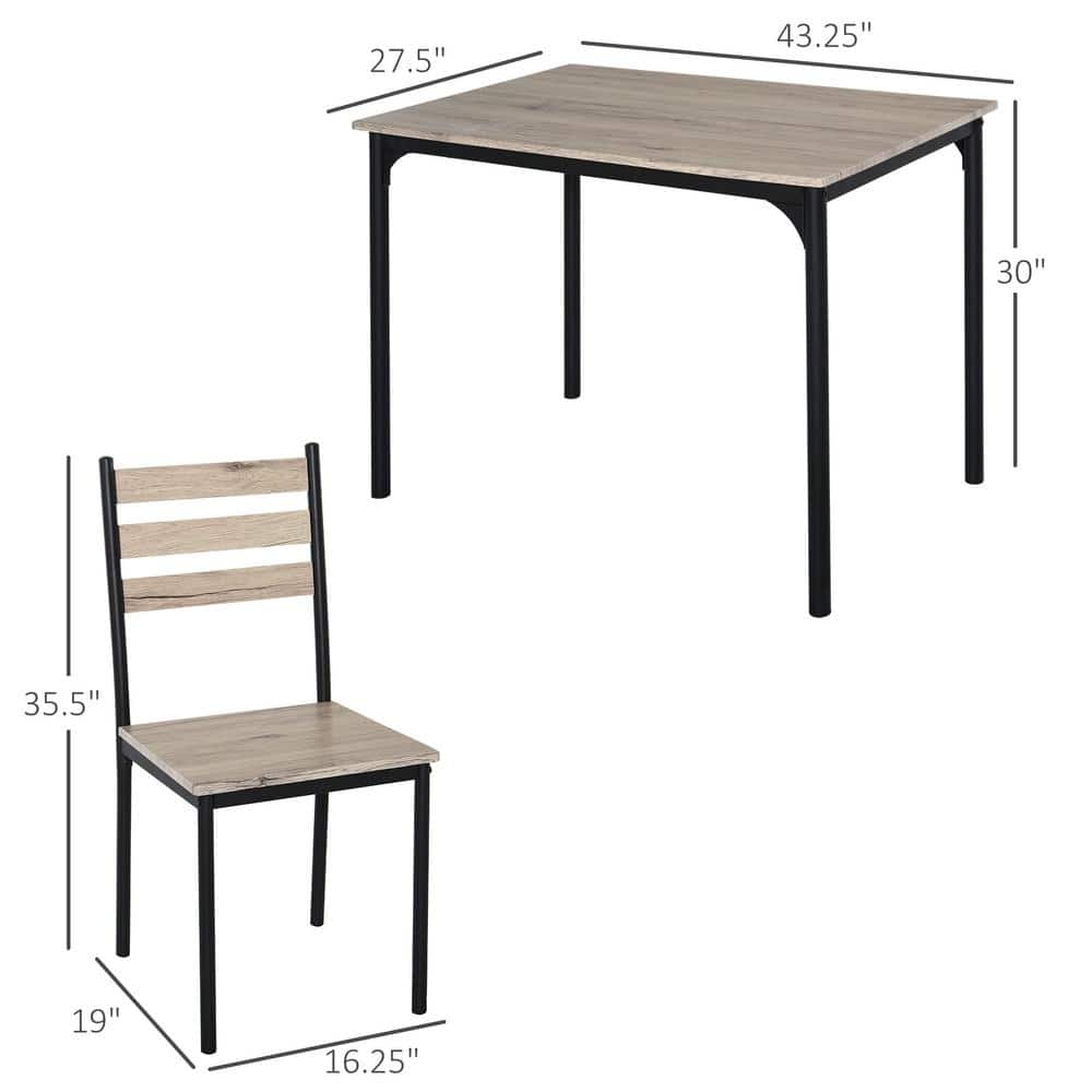 Black and Gray 5-Piece Modern Dining Table Set