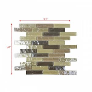 Geo Pupukea Brown Brick Mosaic 12 in. x 12 in. Textured Glass Wall & Pool Tile (1 Sq. Ft./Sheet)
