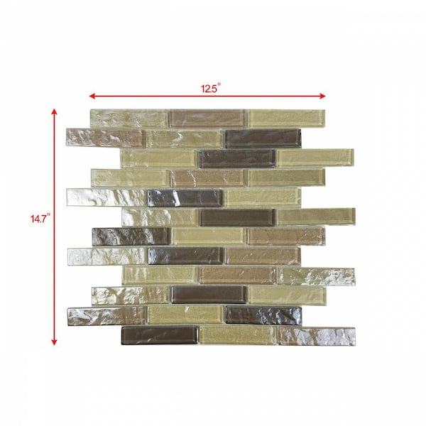 ABOLOS Geo Pupukea Brown Brick Mosaic 12 in. x 12 in. Textured Glass Wall & Pool Tile (1 Sq. Ft./Sheet)