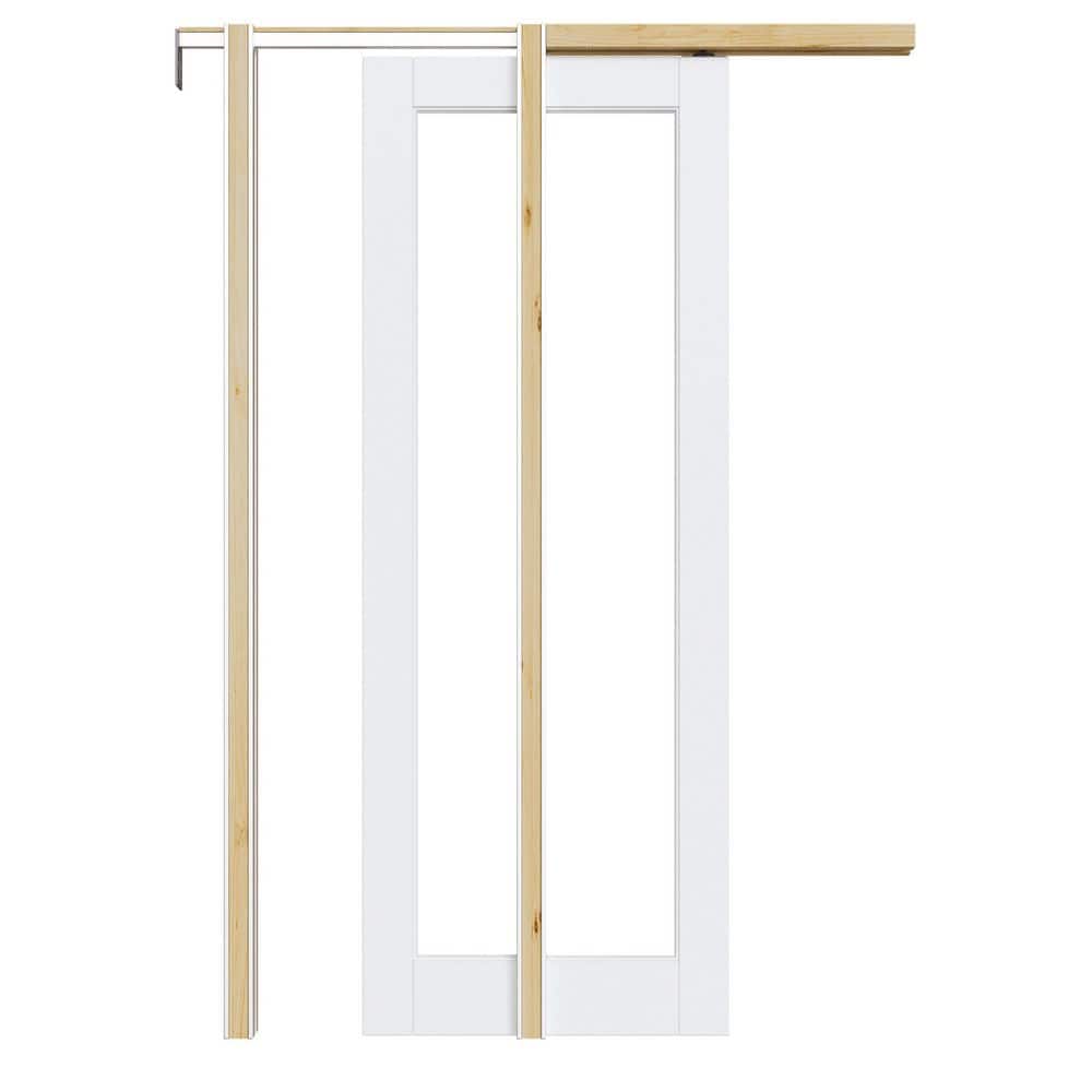 ARK DESIGN 32 in. x 80 in. 1-Lite Mirrored Glass White Primed Wood ...