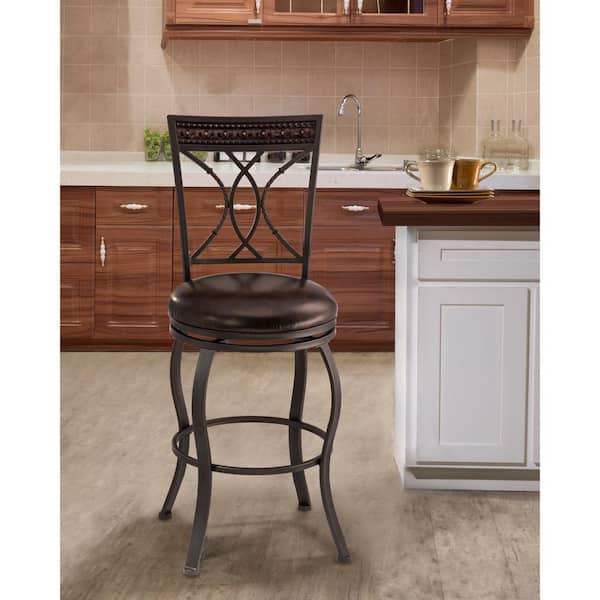 Hillsdale Furniture Kirkham 26 in. Black Silver Swivel Counter Stool