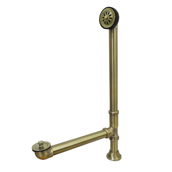 Vintage Clawfoot Tub Waste and Overflow Drain, Antique Brass