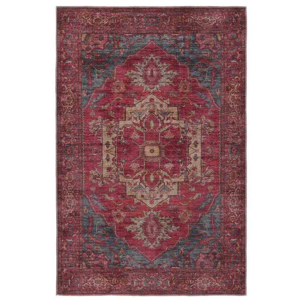 Gloria Vintage Medallion 7'10"x10' Red Cotton Blend Area Rug