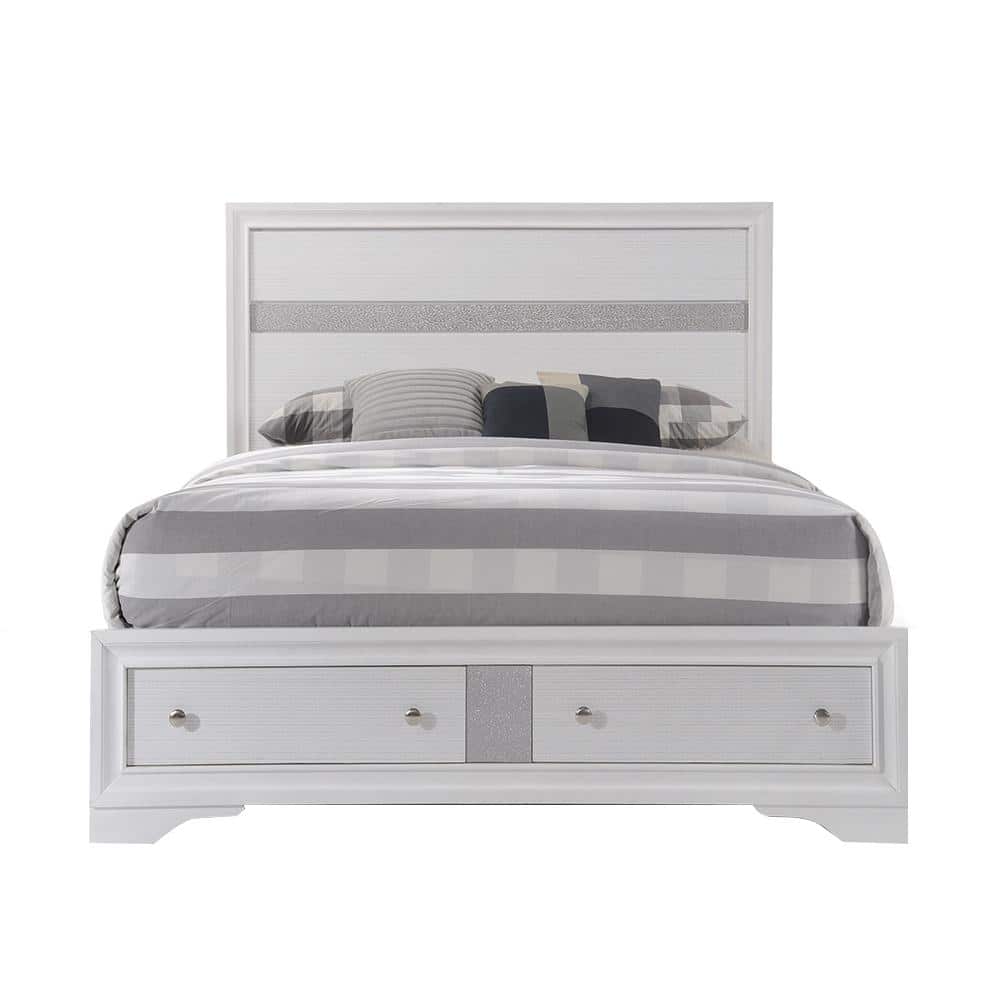 Acme Furniture  Naima White King Size Panel Bed - 3