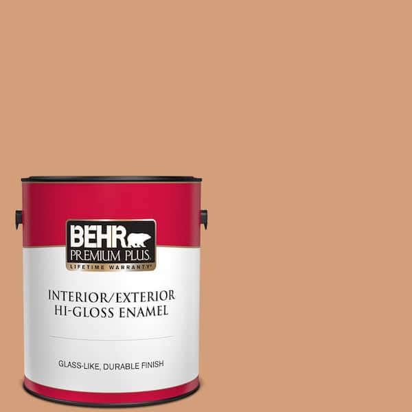 BEHR PREMIUM PLUS 1 gal. #T12-4 Darlin Clementine Hi-Gloss Enamel Interior/Exterior Paint