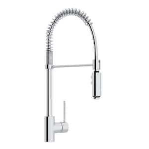 Pirellone Single Handle Pull Down Sprayer Kitchen Faucet with Secure Docking, Gooseneck in Polished Chrome