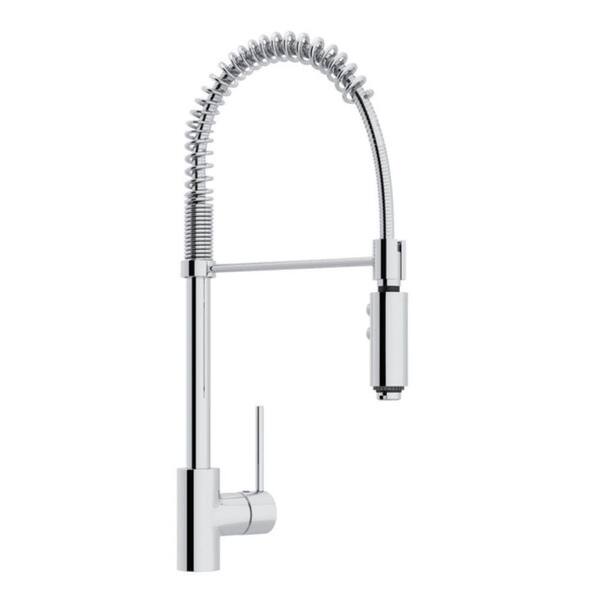 ROHL Pirellone Single Handle Pull Down Sprayer Kitchen Faucet with Secure Docking, Gooseneck in Polished Chrome