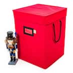 16 in. Red Canvas Collectible Nutcracker Storage Box (Holds 9 Figurines)