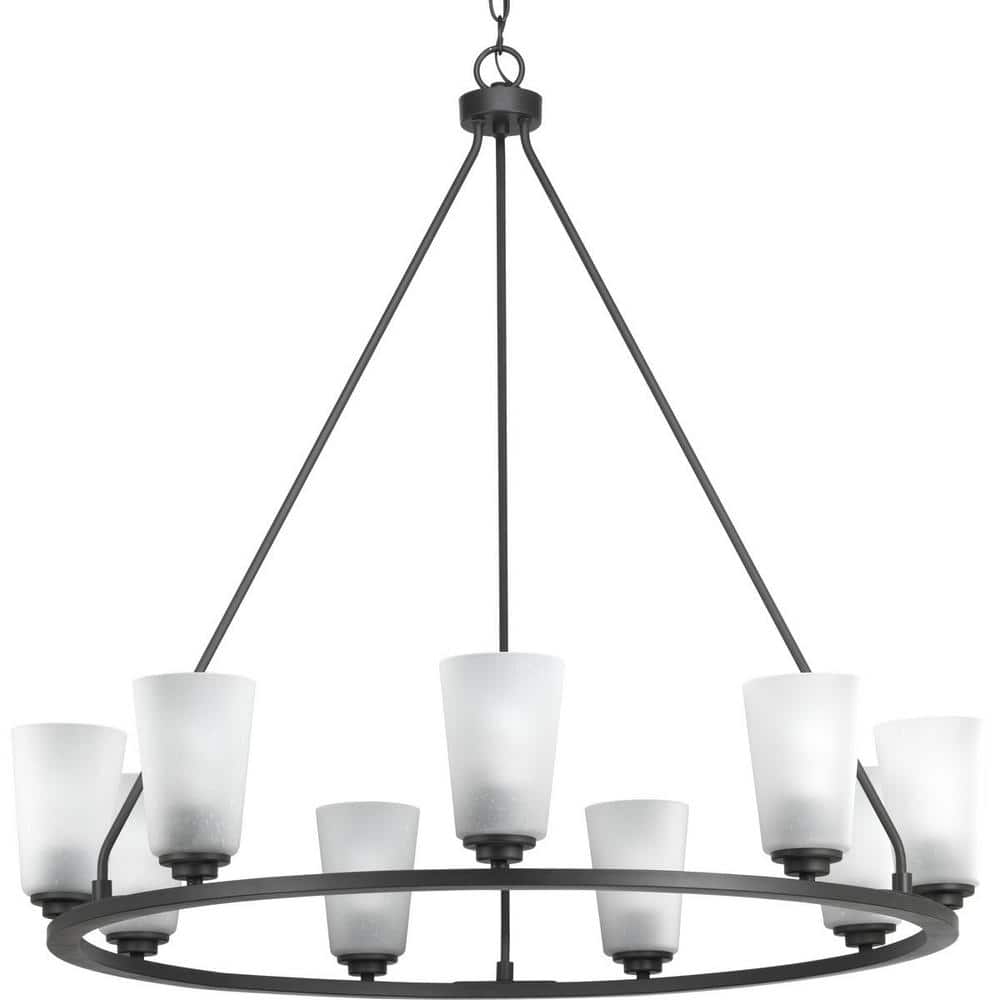 Graphite 36" Industrial 9-Light Steel Chandelier
