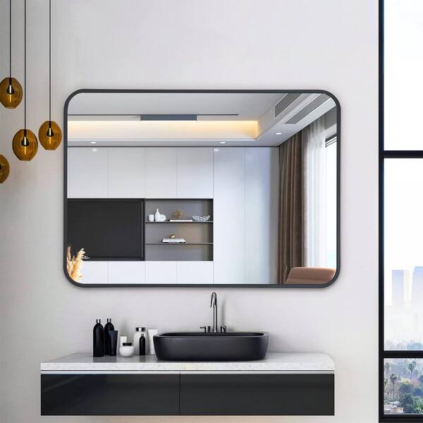 Tatahance 24 in. W x 36 in. H Rectangle Aluminium Frame Black
