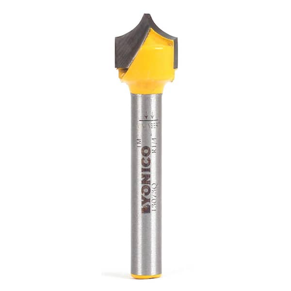 Yonico Point Cutting Round Over Groove 1/4 in. Radius 1/4 in. Shank Carbide  Tipped Router Bit 13073q - The Home Depot