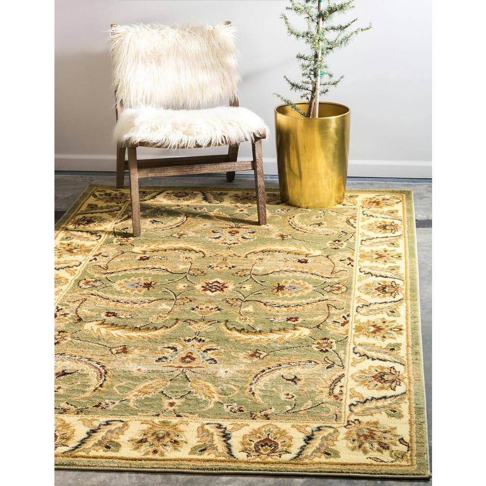 Green and Beige Rectangular Synthetic 9' x 12' Area Rug