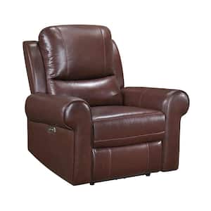 Fargo Brown Leather Power Recliner with Power Headrest