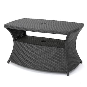 Adrian Grey Faux Rattan Outdoor Side Table